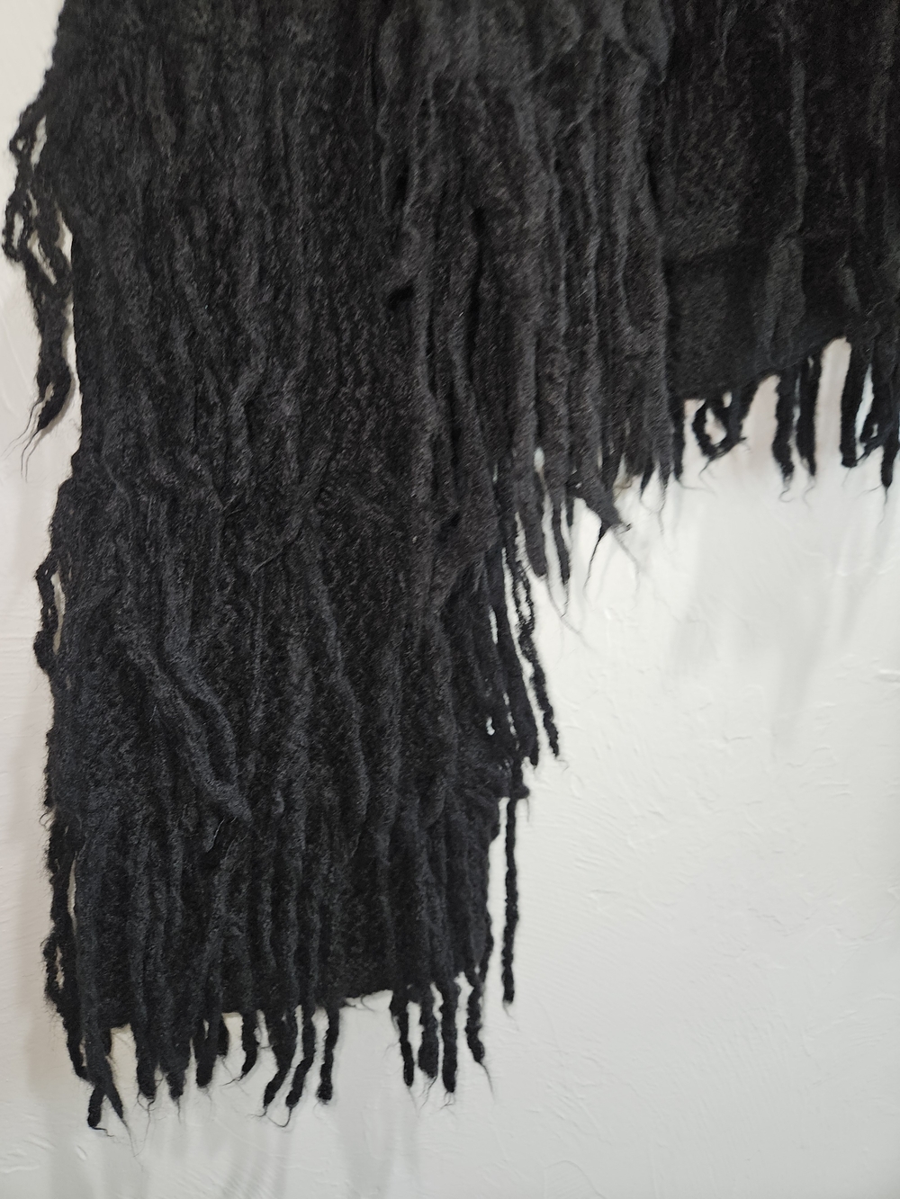 Touche Prive Black Fringe Knit Women's Sweater Cardigan Tie Front OSFM Medium - Picture 11 of 15